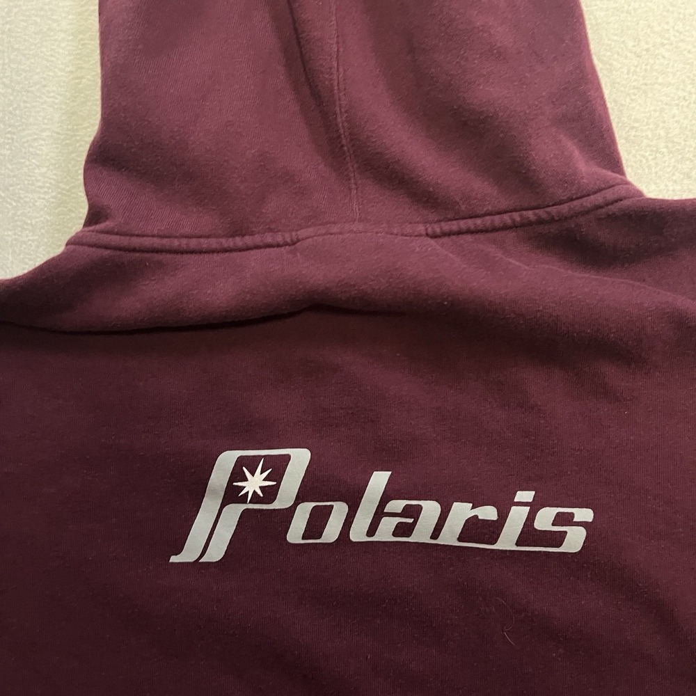 Vintage Polaris RZR Hoodie Men's Size XL Burgundy Drawstrings Pocket Fleece ATV - Picture 7 of 9